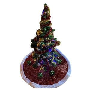 18" Tabletop Christmas Tree with Skirt, Lights, and Decoration Bundle